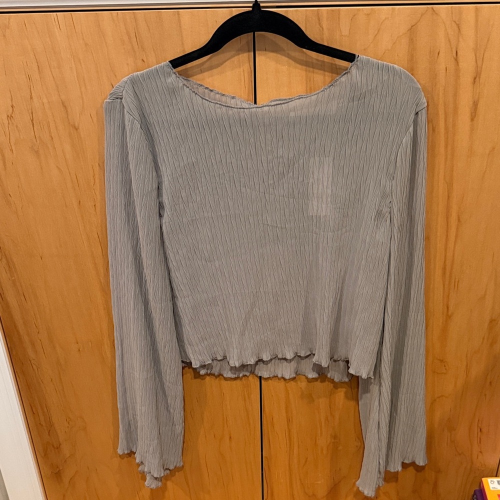 Astr Slate Gray Pleated Blouse